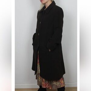 Vintage Classics Division of Larry Levine Black 100% Wool Long Coat 14P.
